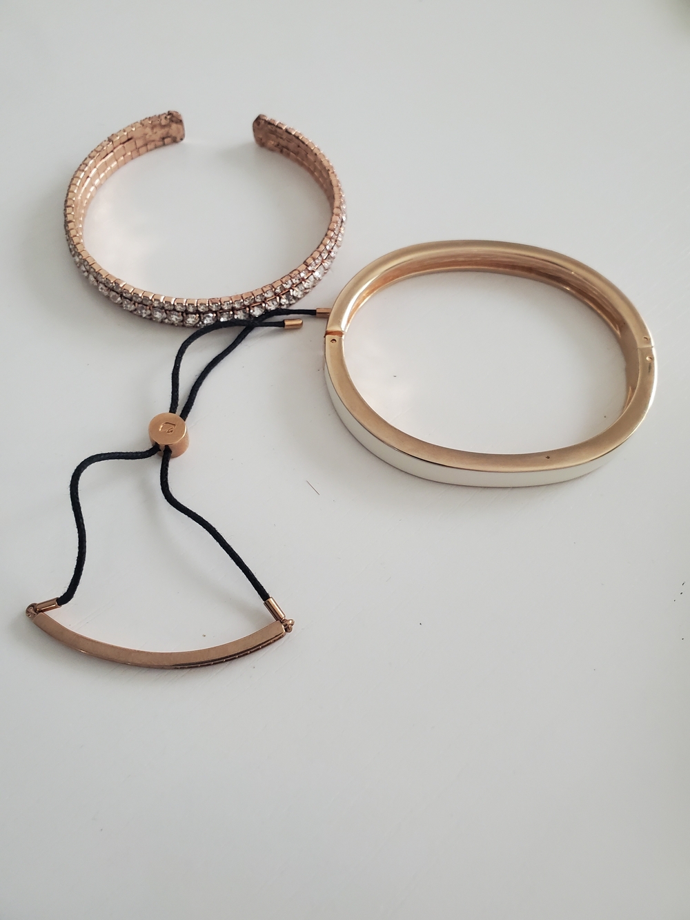 Rose Gold Crystal Cuff & Bangle Bracelet Set